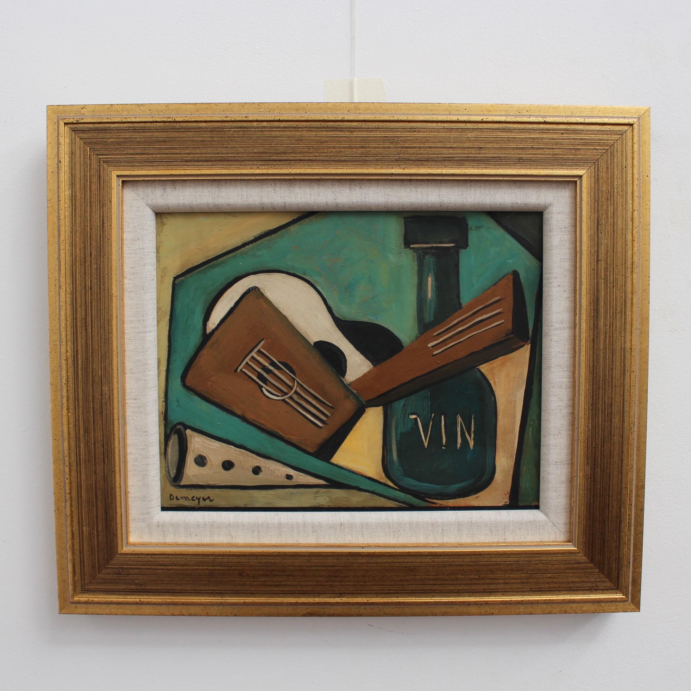 'Still Life with Guitar and Wine' Berlin School - Painting by Unknown