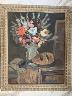 Still life with musical instrument. Circa 1940.