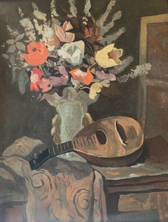 Still life with musical instrument. Circa 1940.