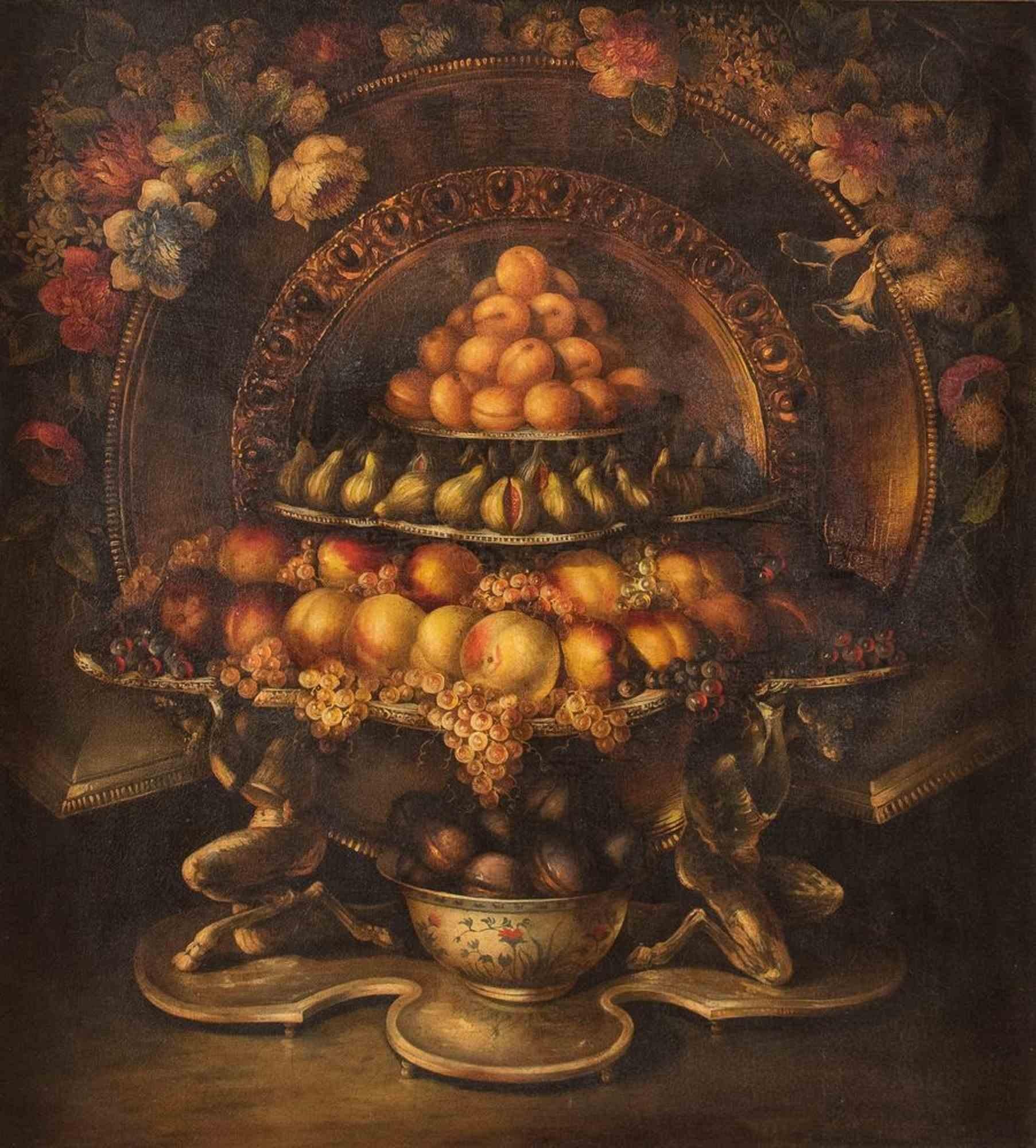 Still-Life Painting Unknown - Nature morte avec motifs mythologiques - Peinture à l'huile - fin du XIXe siècle