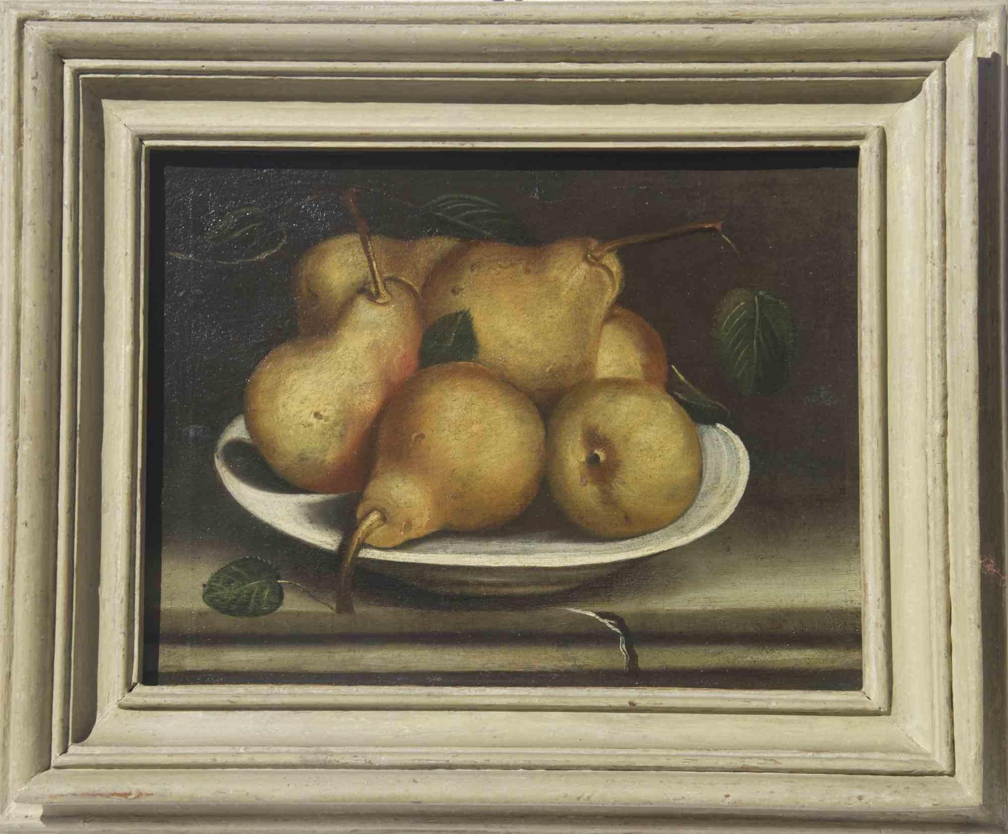 Unknown Figurative Painting - Still life with pears - Oil Painting - Early 20th Century