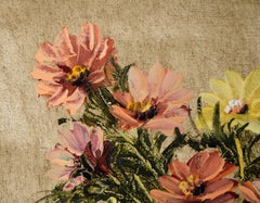 Still Life with Pink and Yellow Flowers in Oil on Canvas