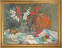 Vintage Still Life with Silver Kettles (24), Oil on Canvas by Adela Smith Lintelmann
