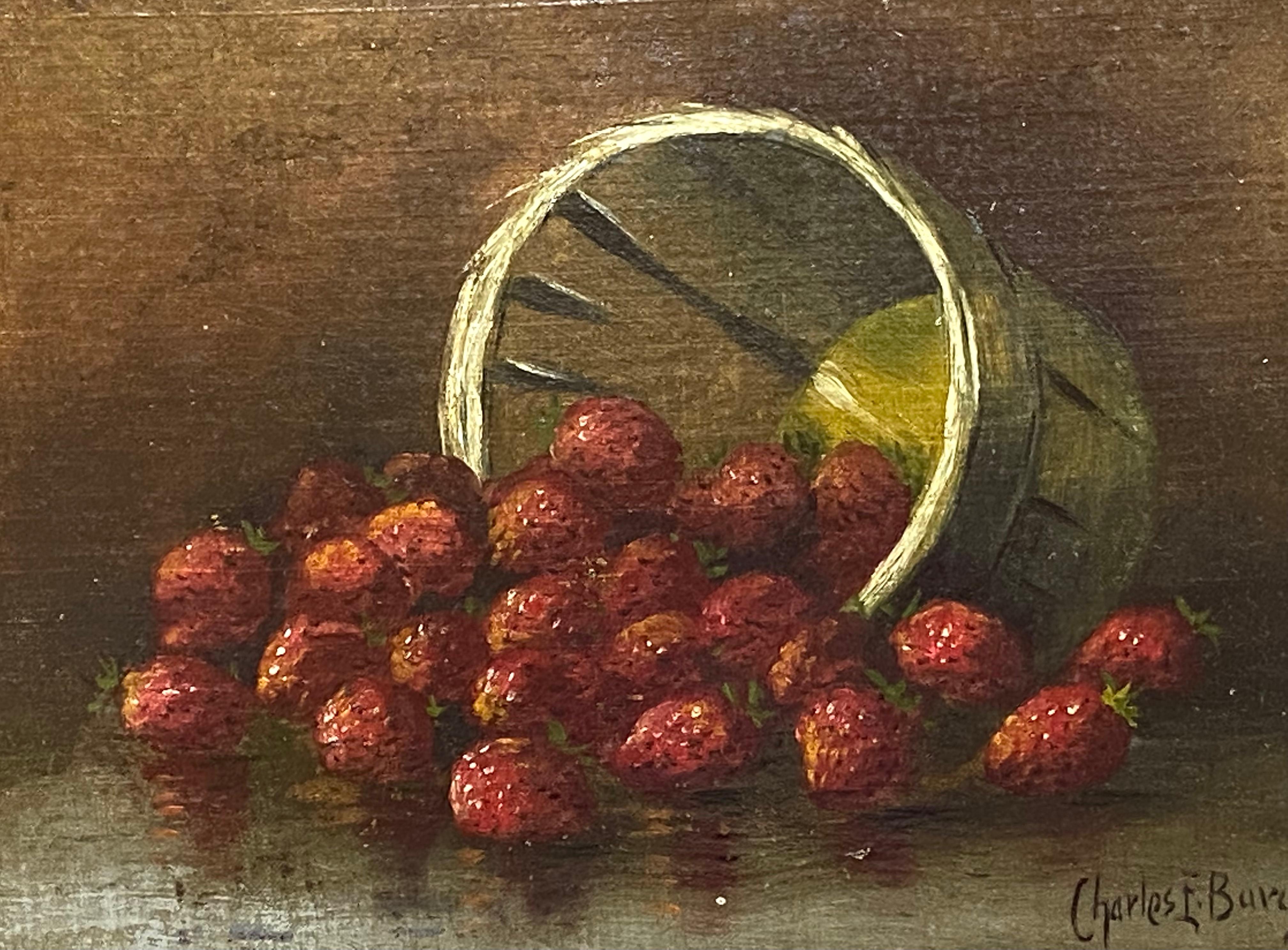 “Still Life with Strawberries” - Academic Painting by Unknown