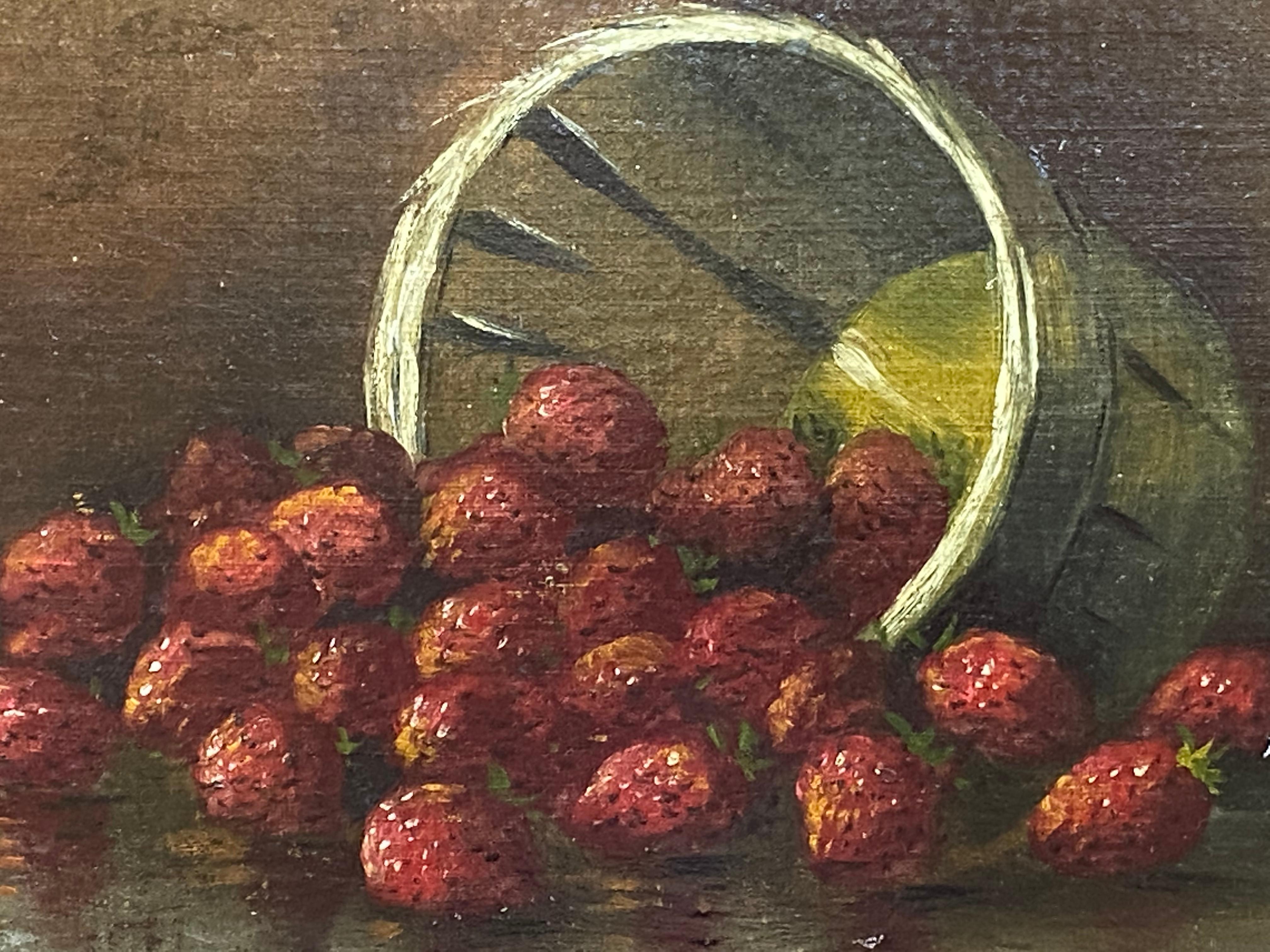Nature morte aux fraises - Académique Painting par Unknown