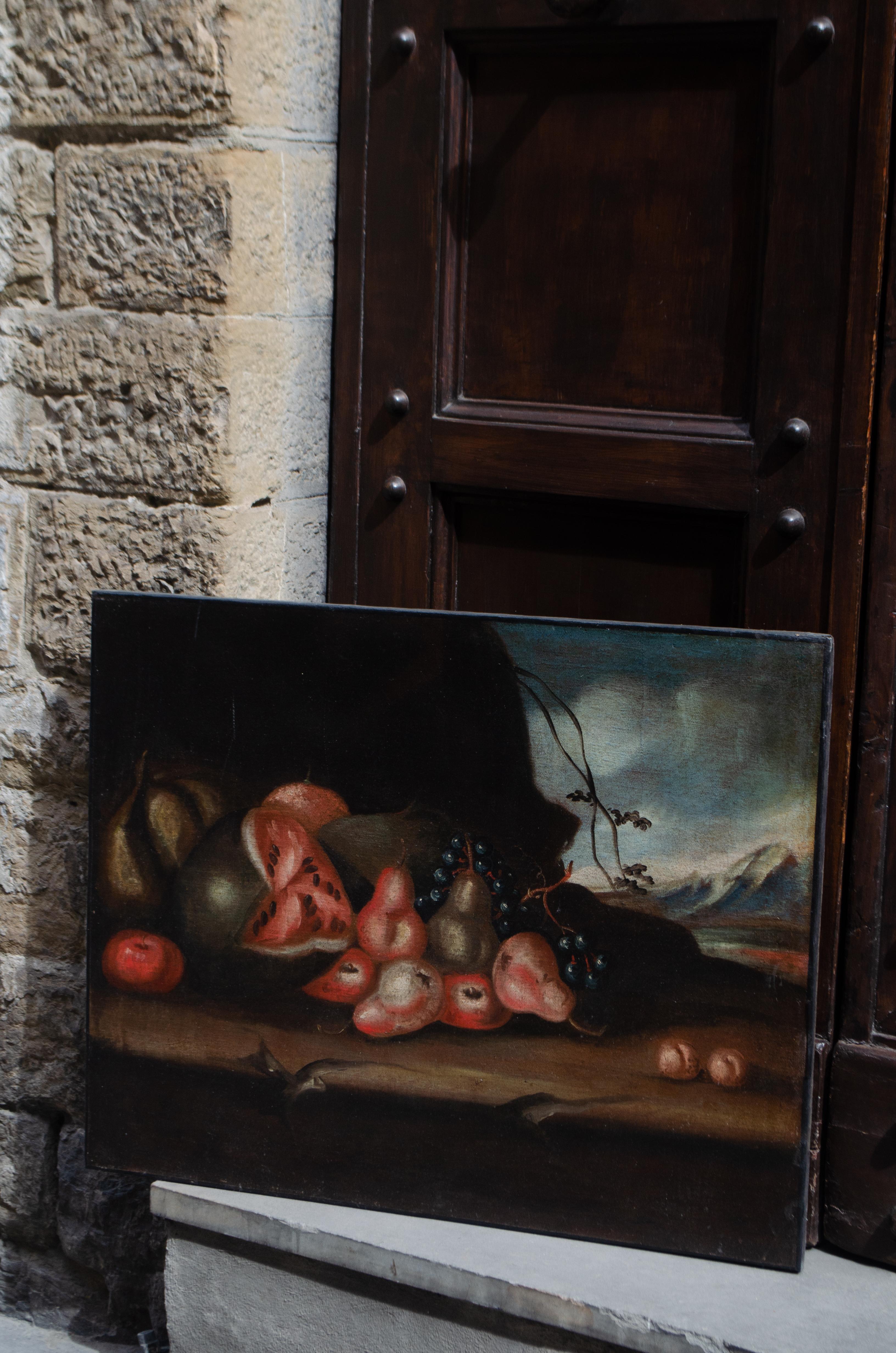 Still Life With Watermelon, Pears, And Grapes. Lombard School Of The 17th-18th C 4