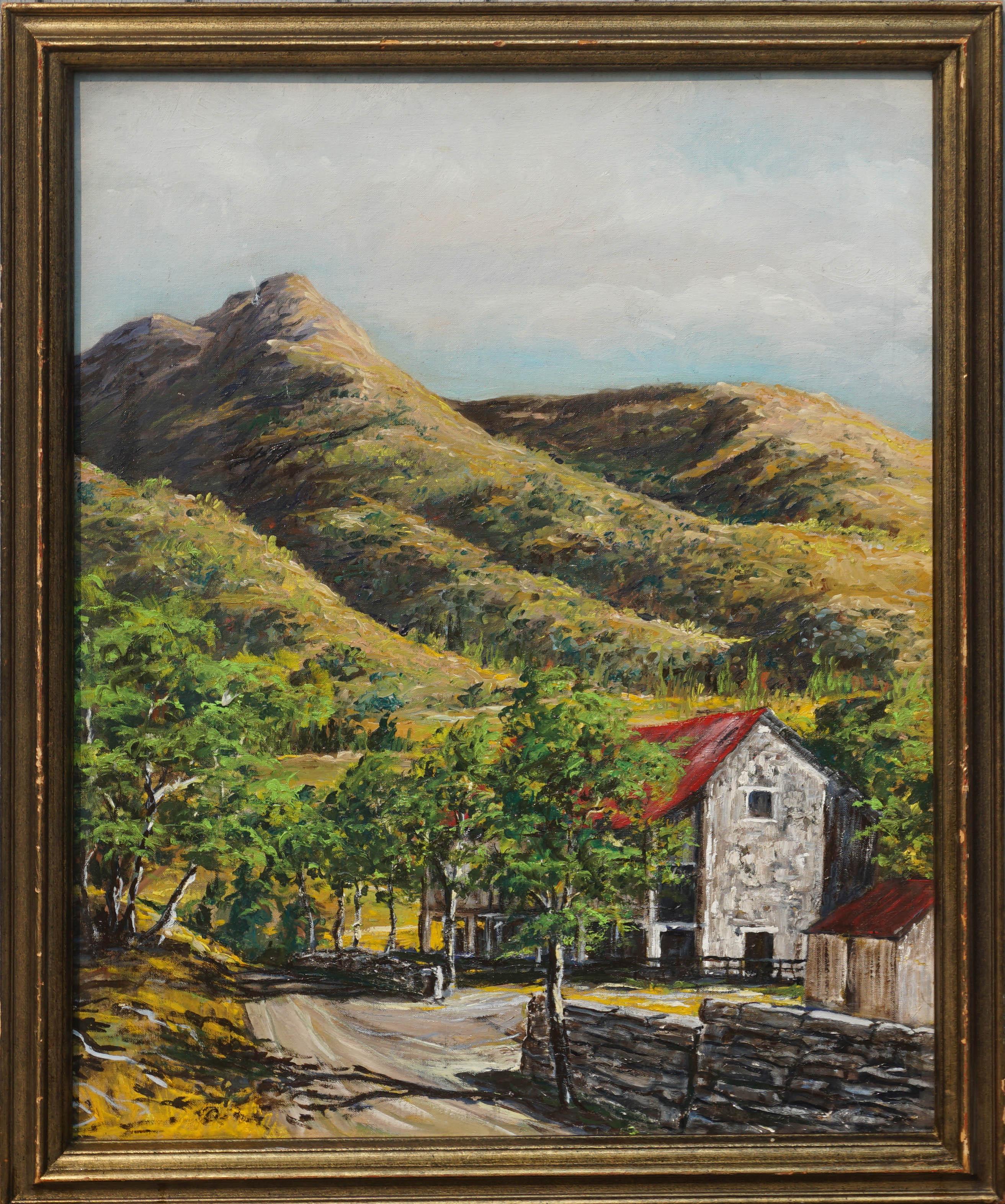  Stone Barn in Foothills, Mid Century Pastoral Landscape