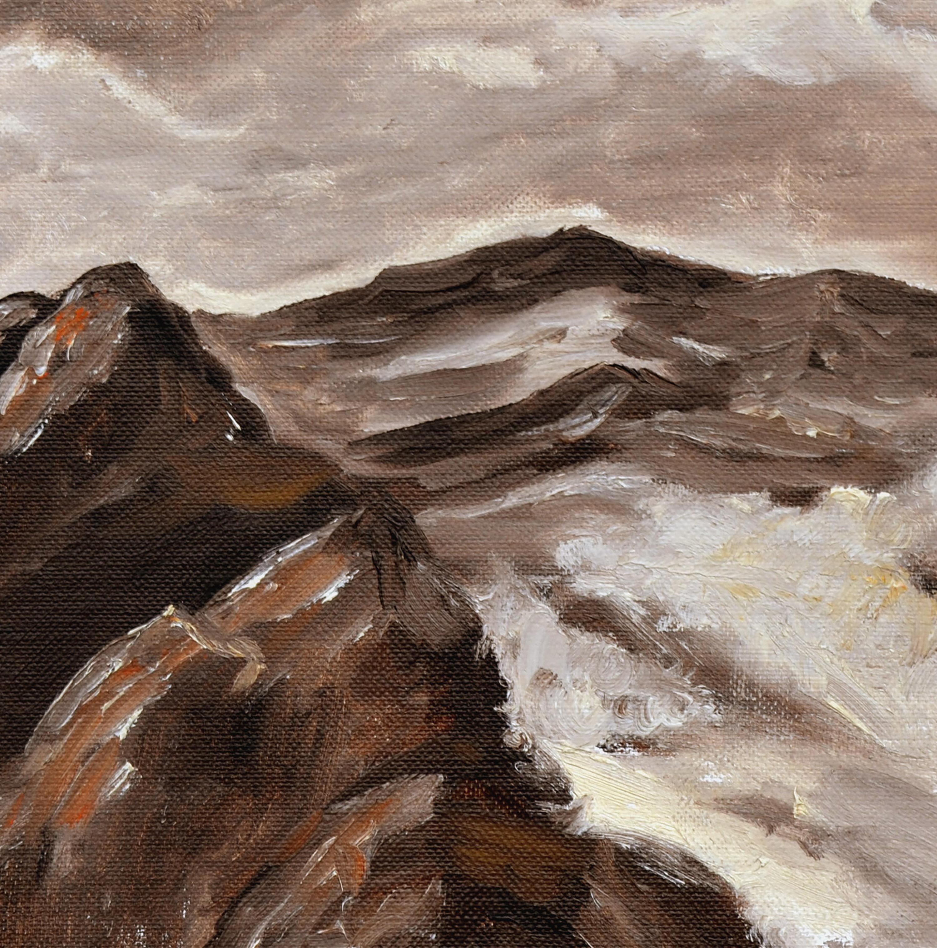 Stormy Seas - Mid Century Seascape  - Brown Landscape Painting by Unknown