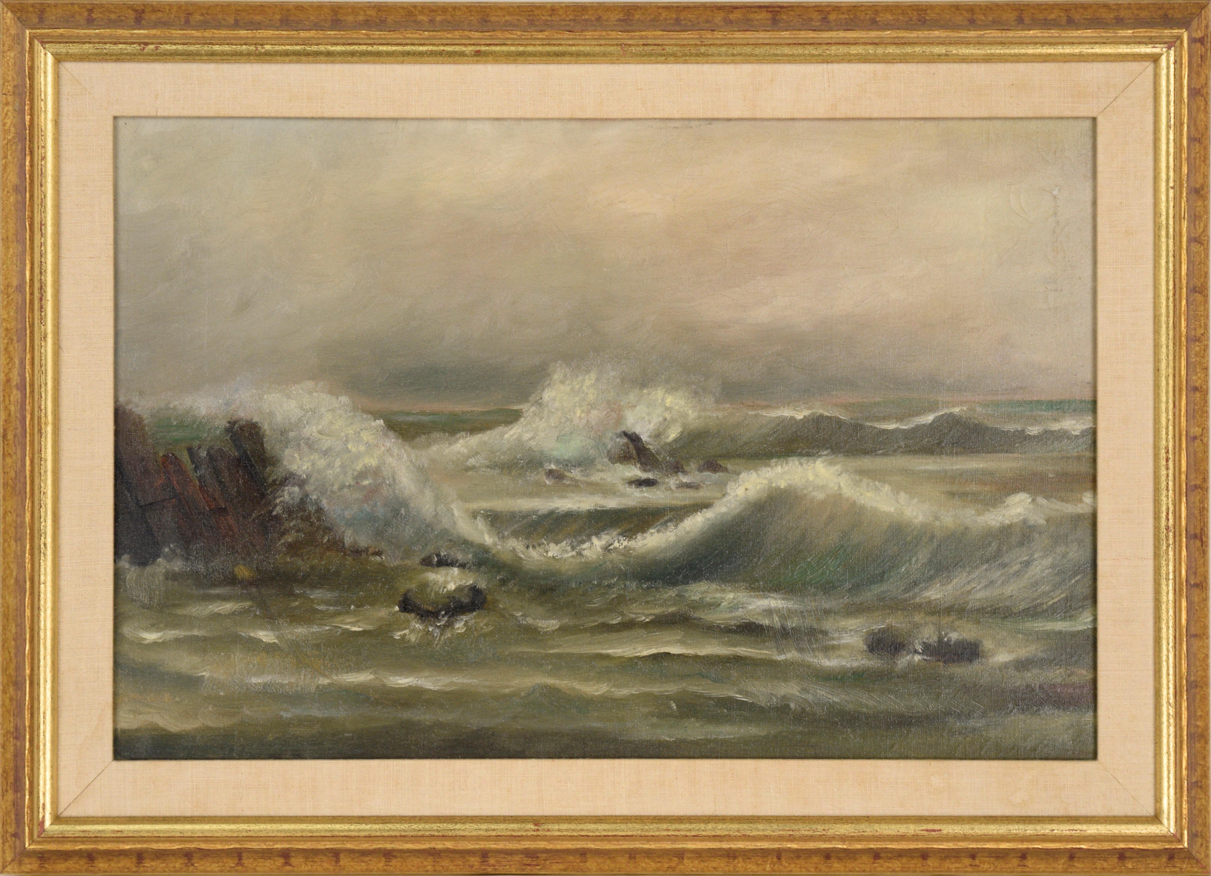 Unknown Landscape Painting - Stormy Seascape