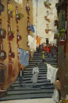 "Streets of Naples Italy "  Oil On Canvas By Tanzello