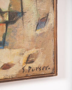 Stuart Robert Purser Five Foot Long Riverboat Oil Painting Mid Century 1949