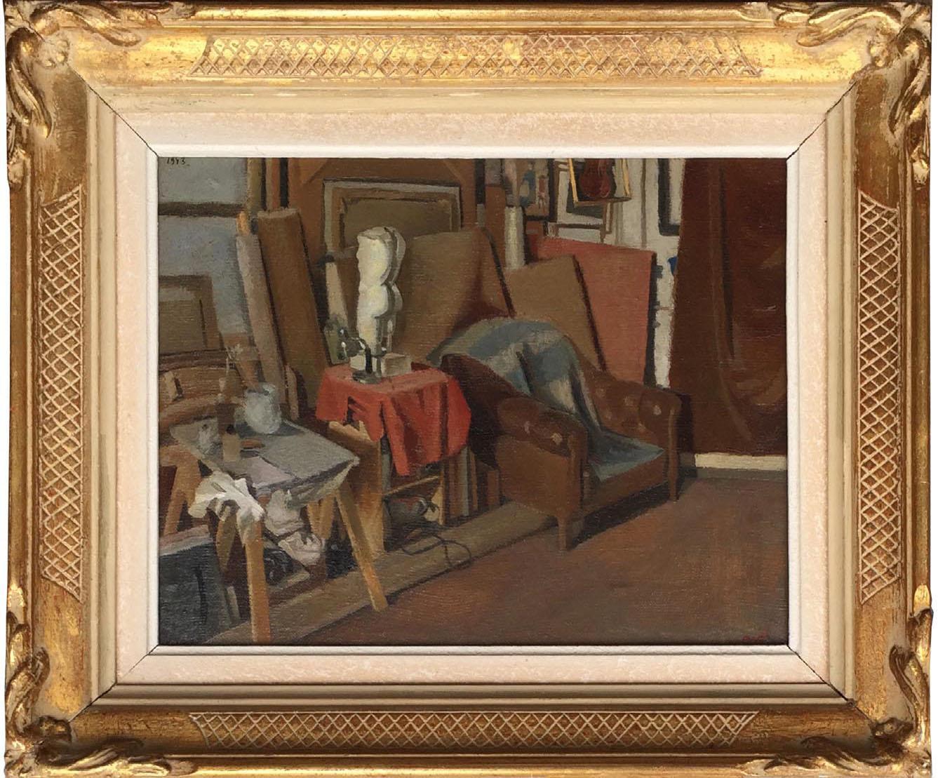 Studio Interior, 1931 - Painting by Erik Wessel-Fougstedt (1915-1990)