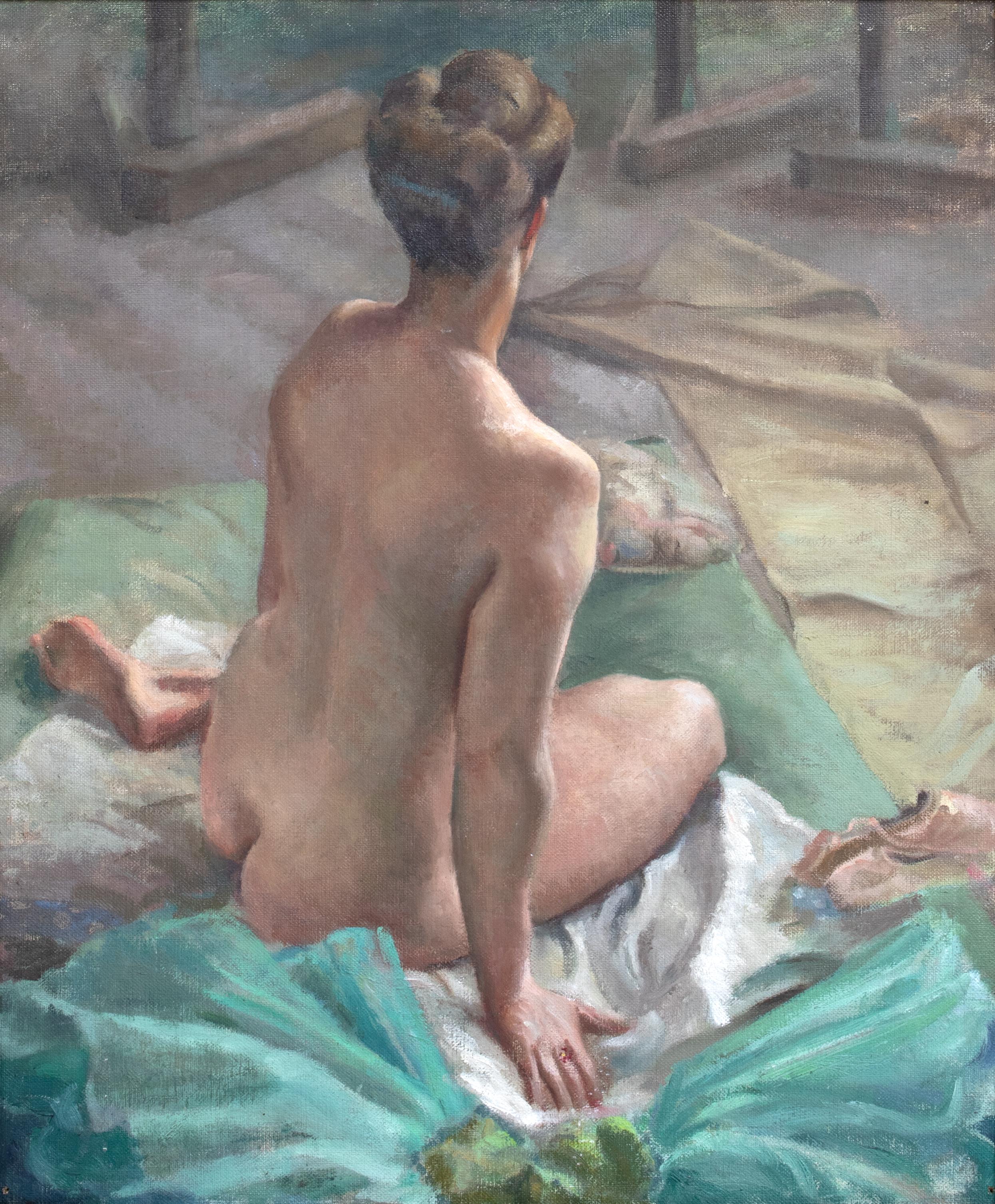 Studio-Aktporträt einer Dame, frühes 20. Jahrhundert  Englische Schule (Grau), Landscape Painting, von Unknown