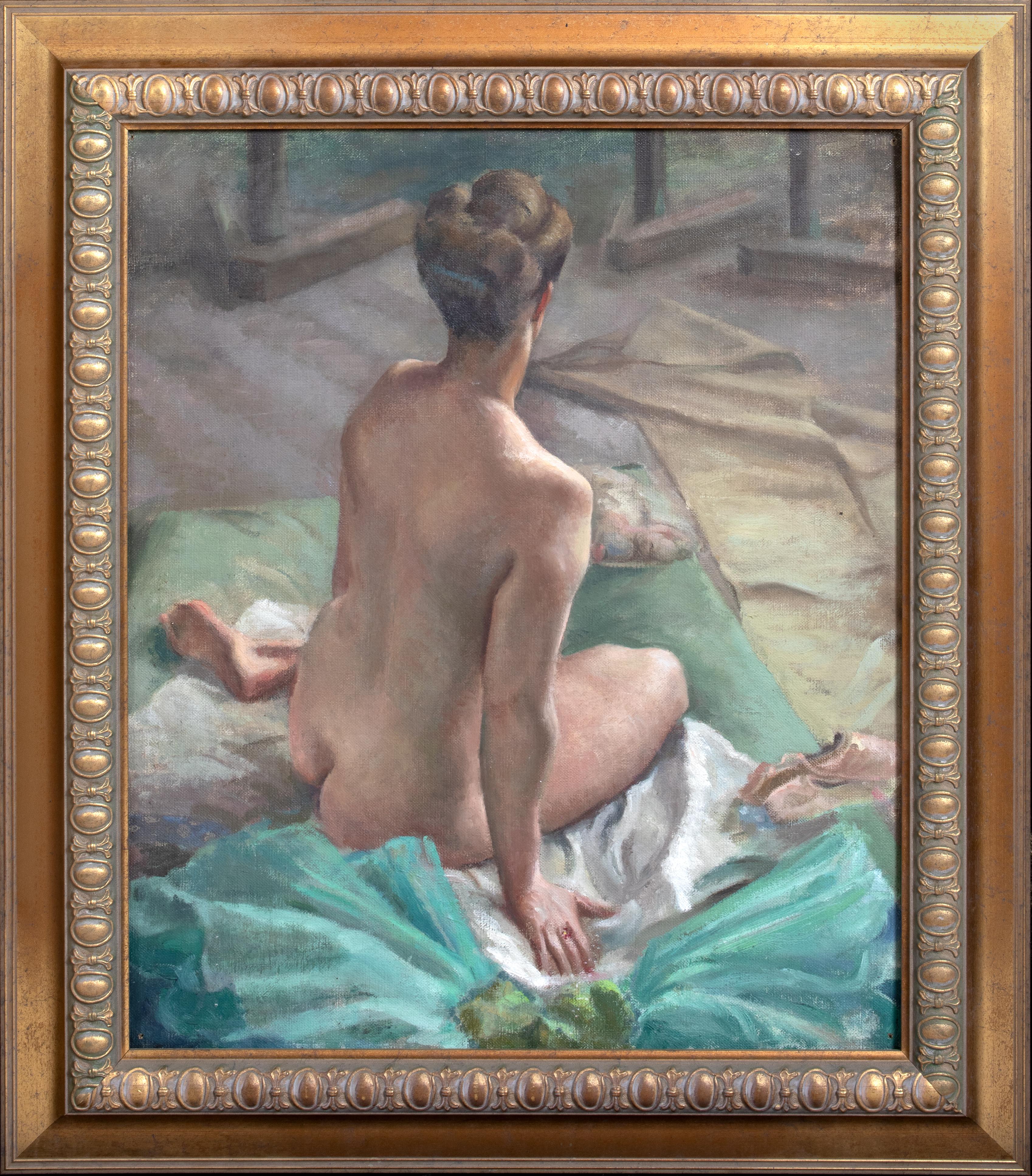 Unknown Landscape Painting - Studio Nude Portrait Of A Lady, early 20th Century  English School  