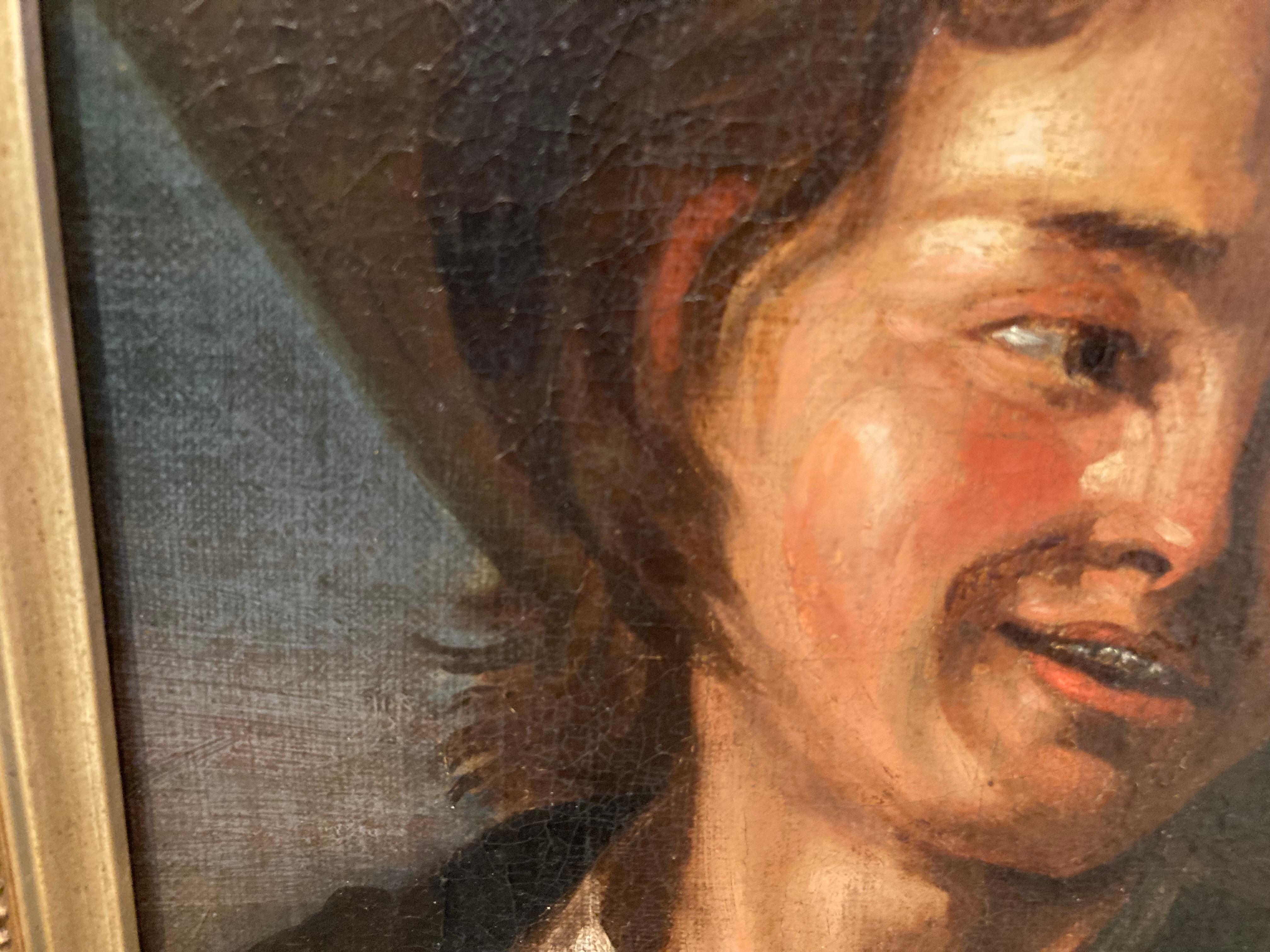 Étude pour un homme, Jeune homme, École italienne ou hollandaise, XVIIe siècle, Vieux Maître - Painting de Unknown