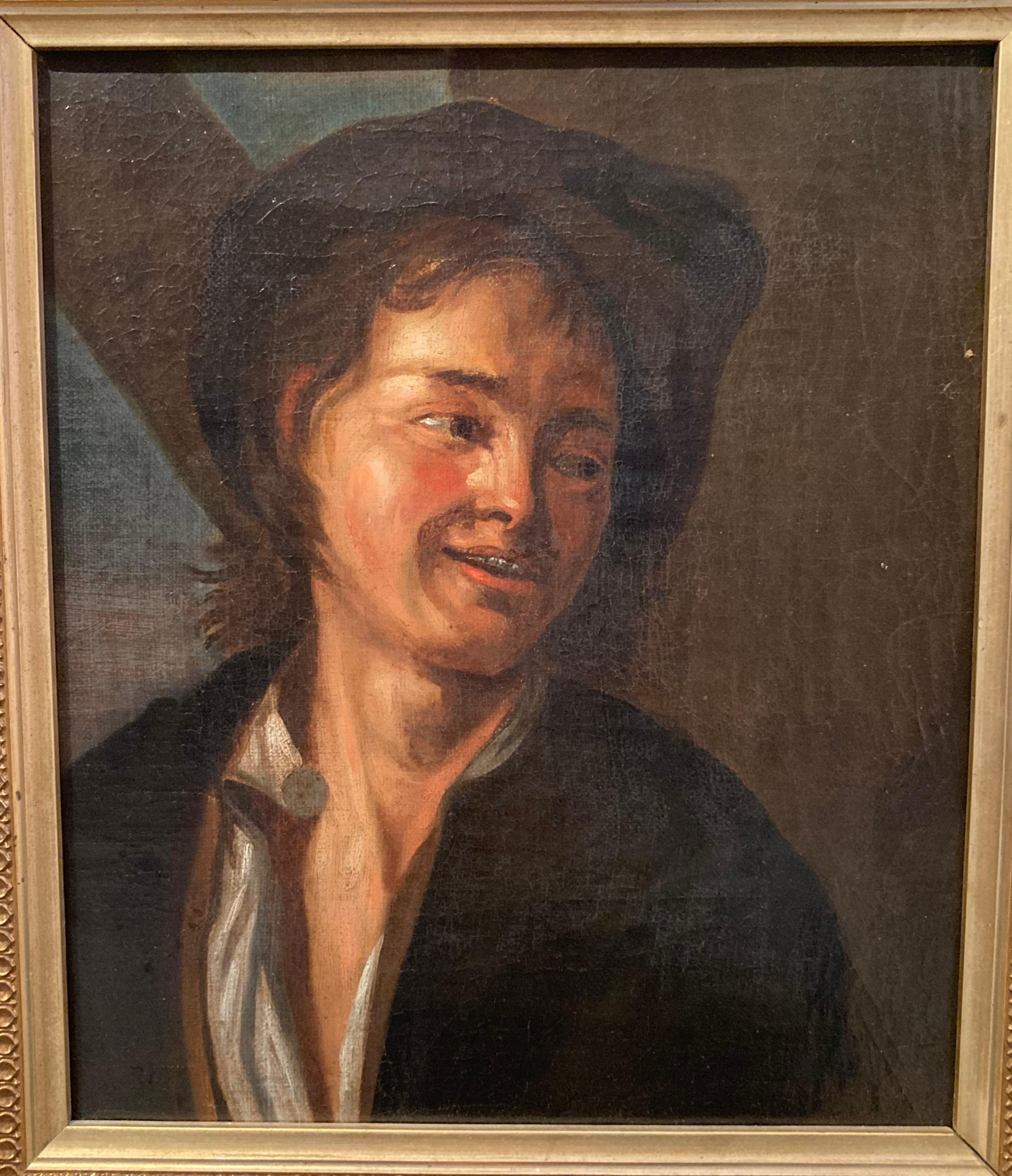 Portrait Painting Unknown - Étude pour un homme, Jeune homme, École italienne ou hollandaise, XVIIe siècle, Vieux Maître