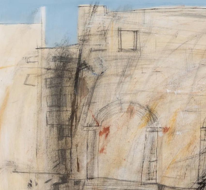 Study for Twin Arches, Gozo by Philip Jones, 1992 - Oil on Paper, Architectural For Sale 1