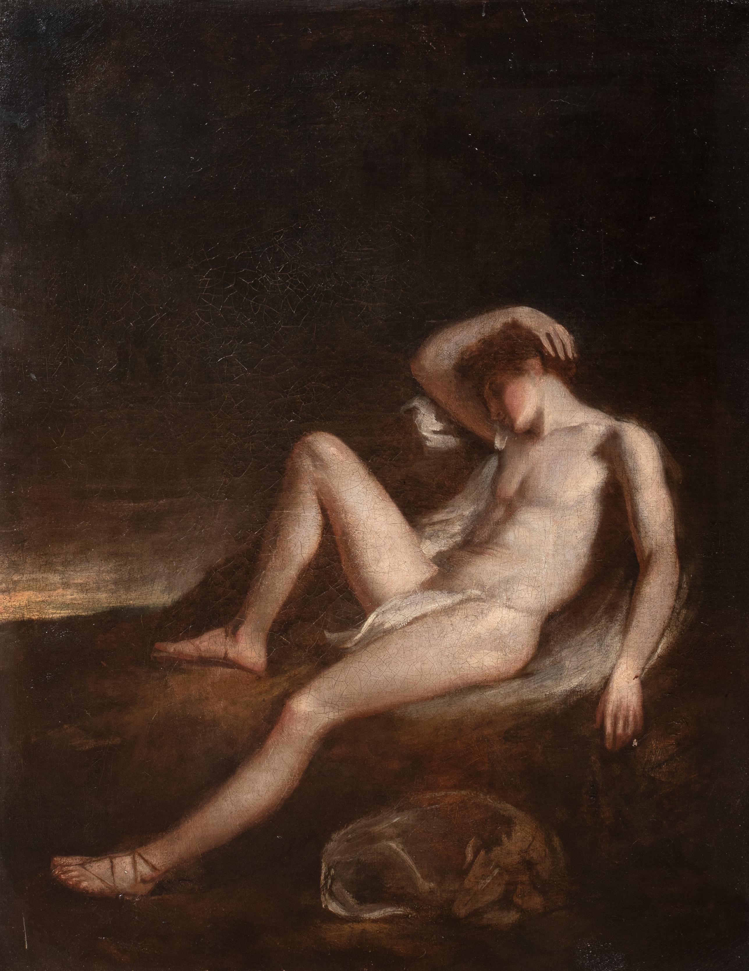 Estudio de un gato, siglo XIX  atribuido a Théophile Alexandre STEINLEN - Nude Painting Marrón de Unknown