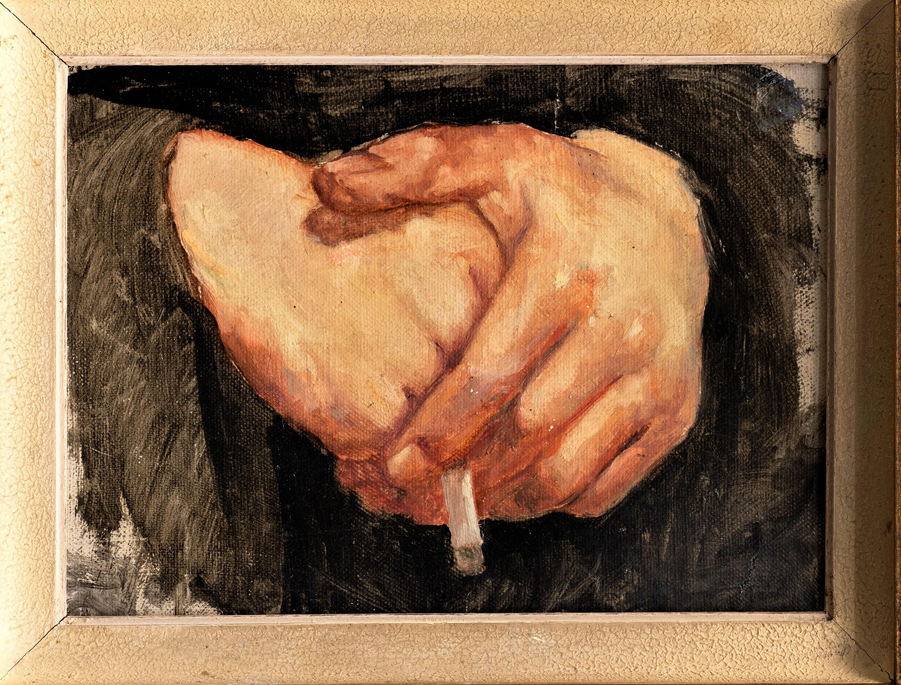 Study of a Hands with a Cigarette - Französisches, frühes 20. Jahrhundert – Painting von Unknown