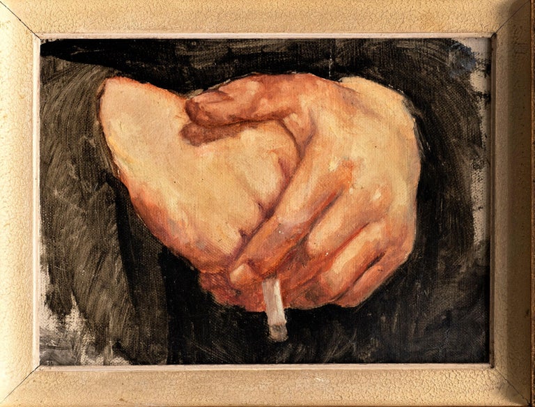 Study of a Hands with a Cigarette- French, early 20th century - Painting by Unknown