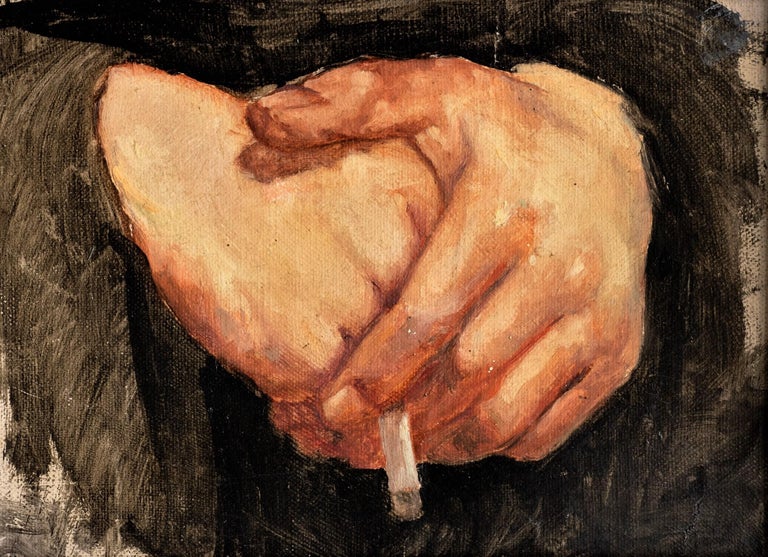 Study of a Hands with a Cigarette- French, early 20th century - Realist Painting by Unknown