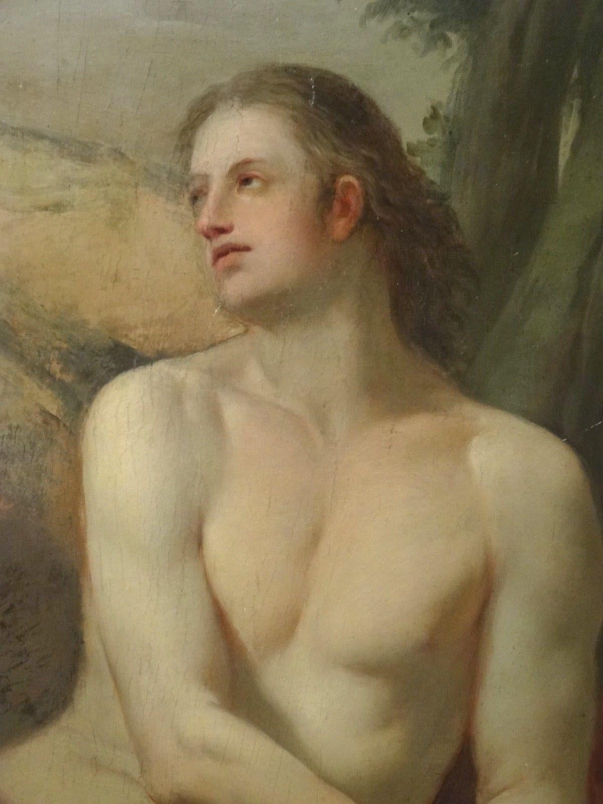 Étude d'un homme, probablement sous le nom de Saint Sébastien, 16ème siècle - Painting de Unknown
