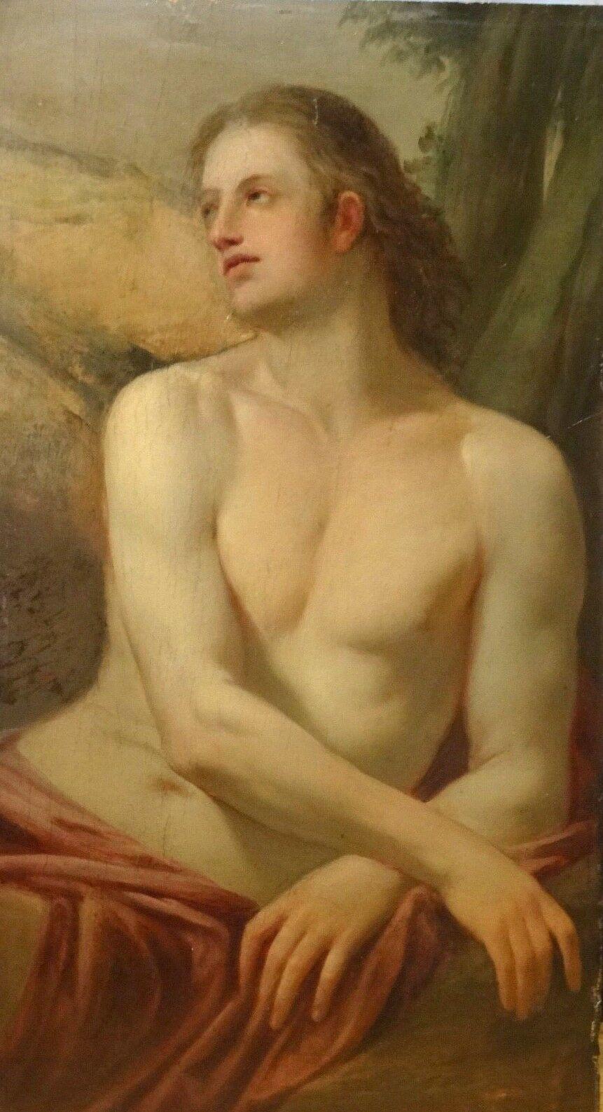 Unknown Nude Painting – Studie eines männlichen Mannes, möglicherweise als St. Sebastian, 16. Jahrhundert