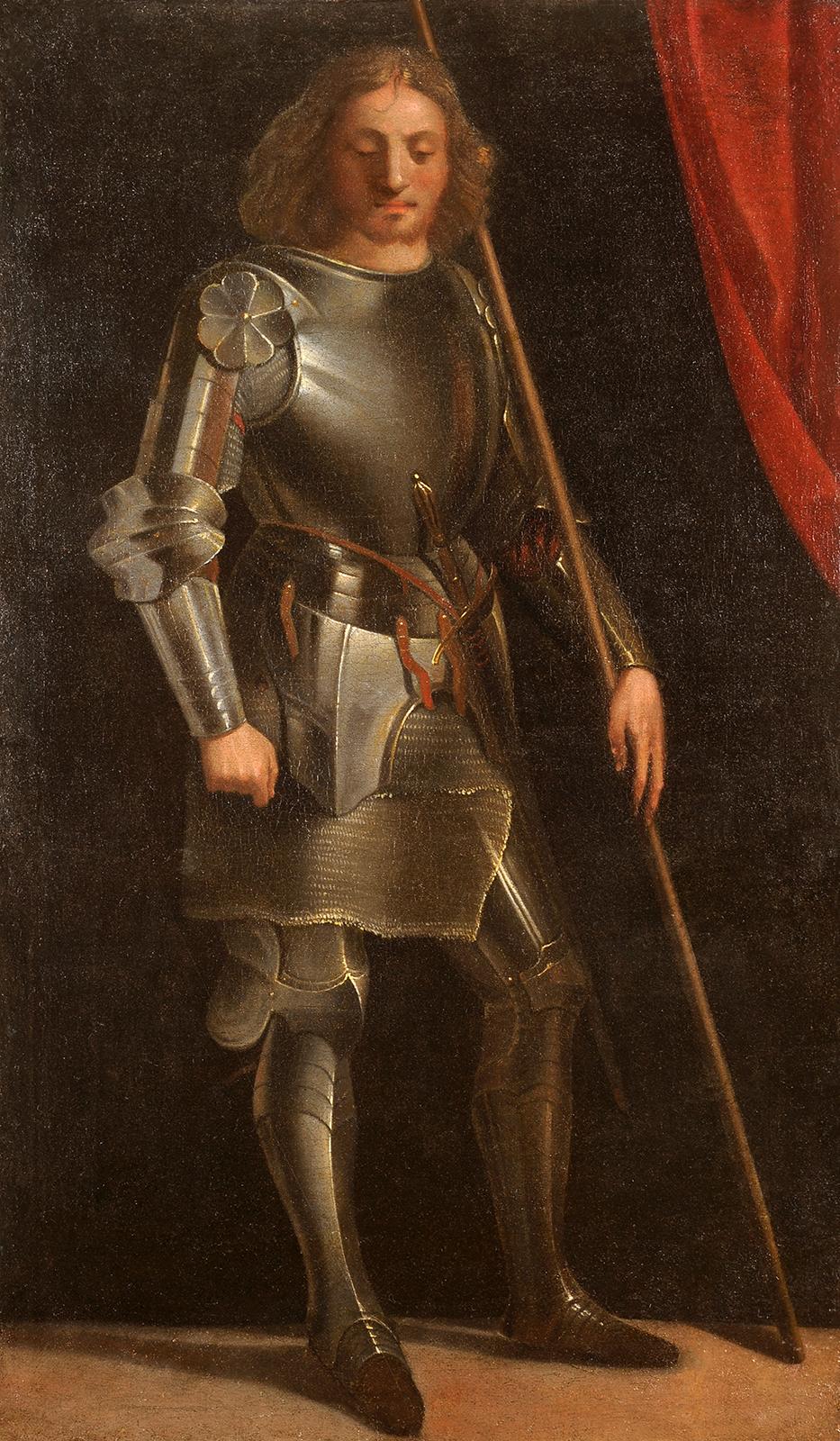 Unknown Portrait Painting – Studie eines Mannes in Rüstung
