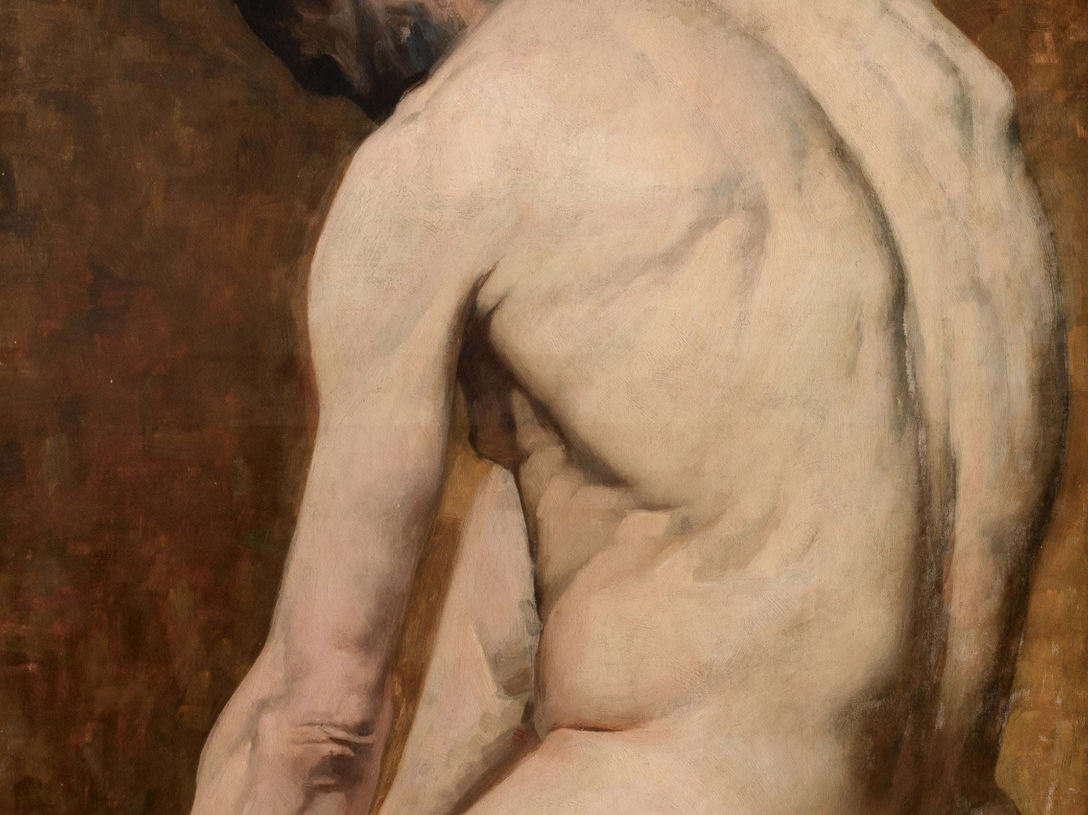 Study Of A Nude Male, 19th Century French Academy Study For Sale 6