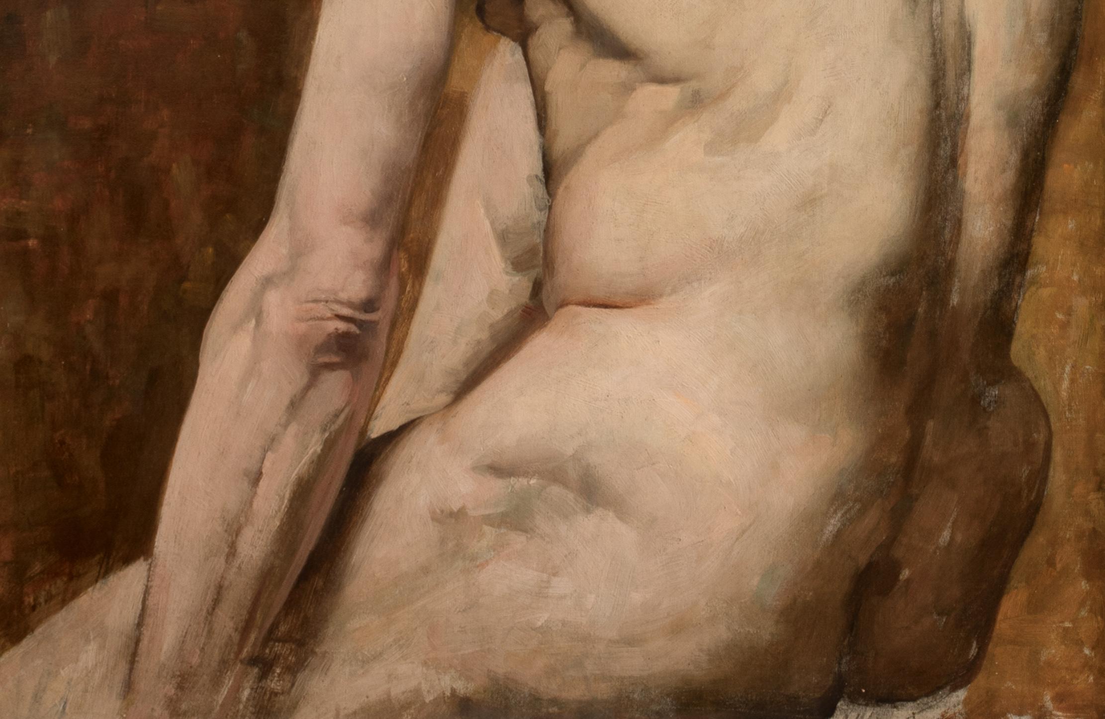 Study Of A Nude Male, 19th Century French Academy Study For Sale 1