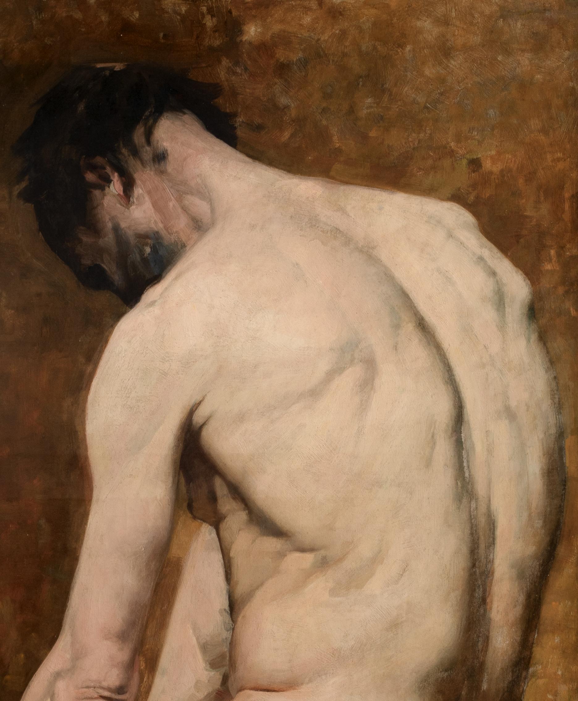 Study Of A Nude Male, 19th Century French Academy Study For Sale 3