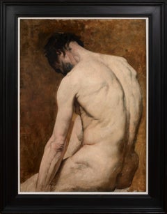 Study Of A Nude Male, 19th Century French Academy Study