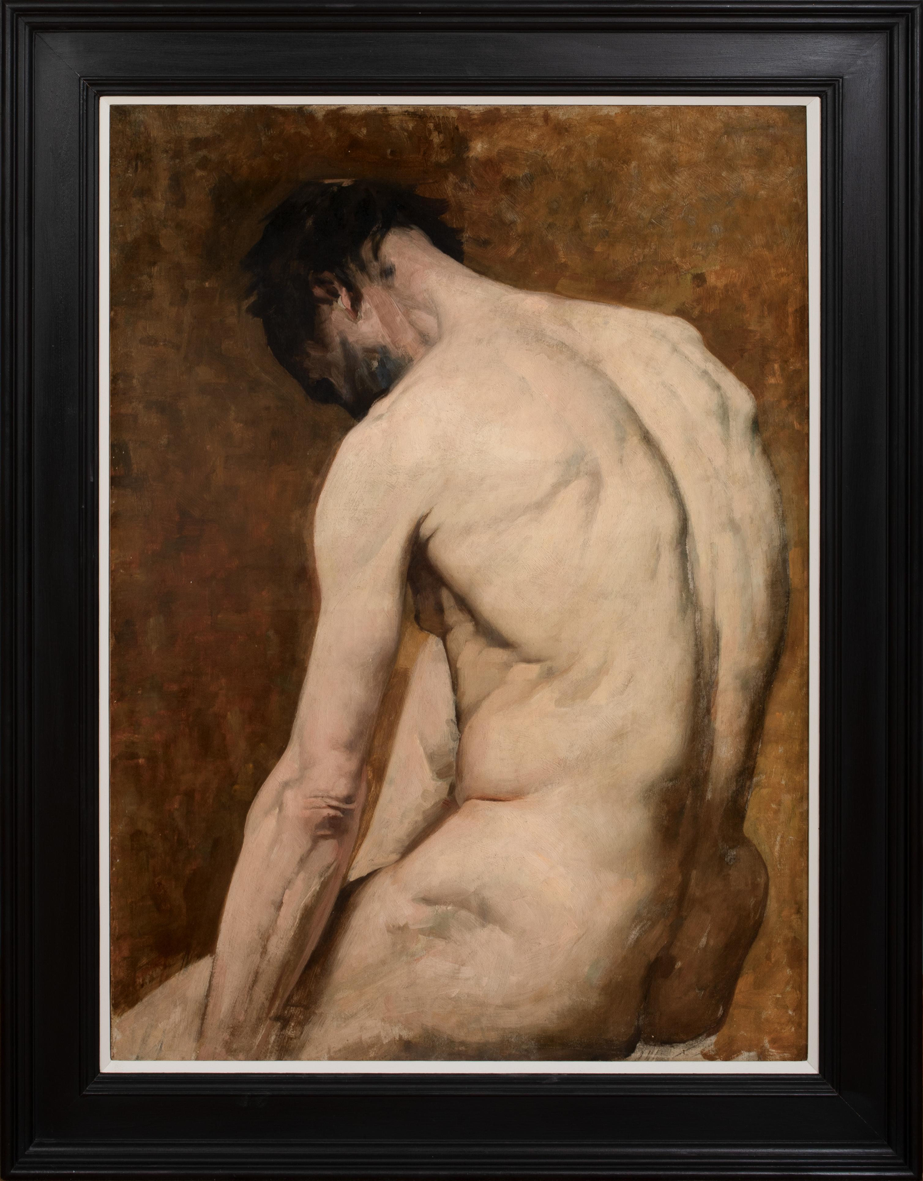 Unknown Portrait Painting - Study Of A Nude Male, 19th Century French Academy Study