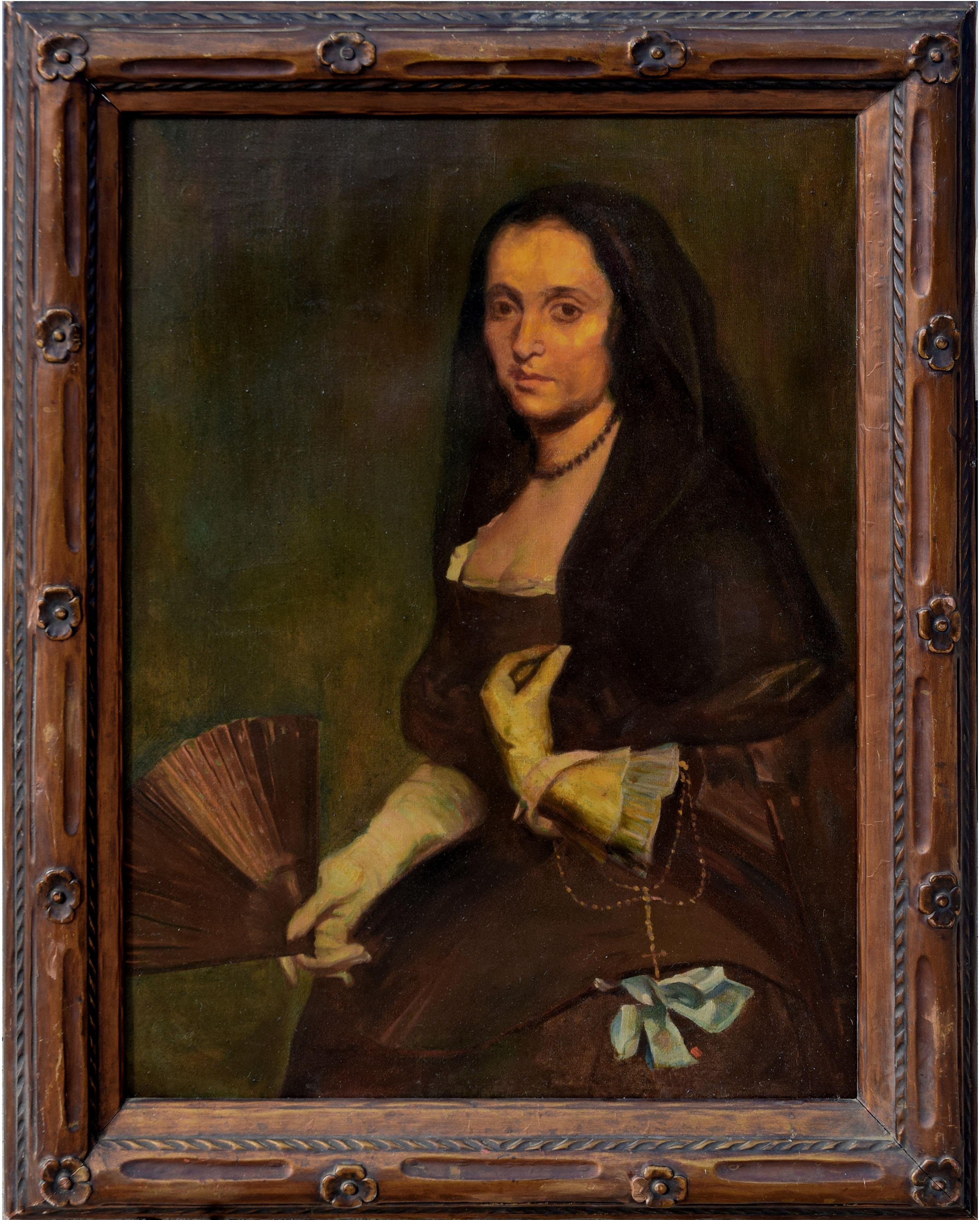 Unknown Portrait Painting - Study of Diego Valasquez's Lady with a Fan Portrait
