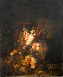 Study Of Hollyhocks, Grapes, Pomegranates, Peaches, a Melon and Game Birds