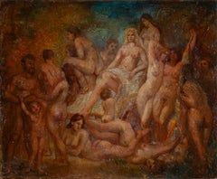 Study of Nude Figures, Academic Figurative Oil Painting, Late 19th century