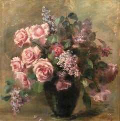 Study Of Pink Roses, 19th Century 