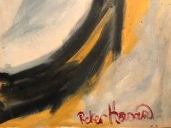 Peter Howard 1960s British Abstract Portrait Young Man Oil Painting Signed