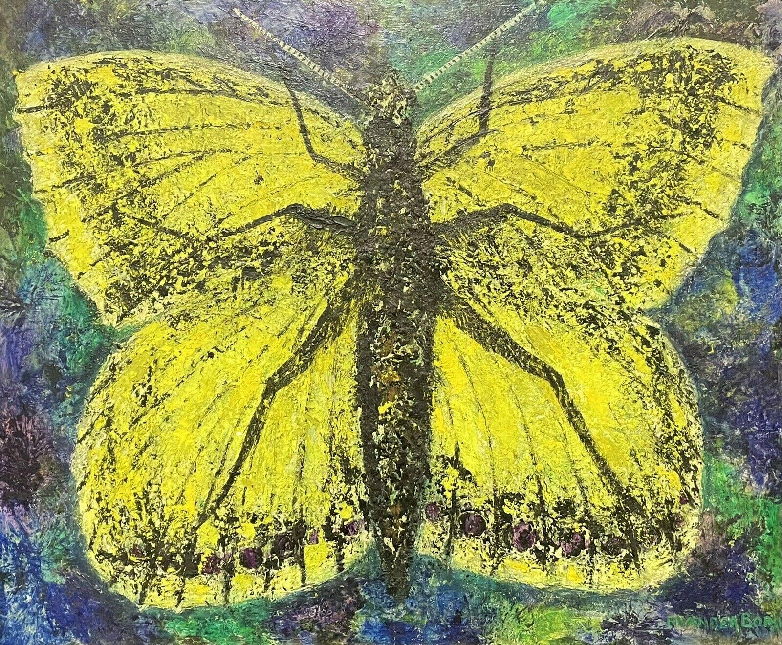 STUNNING 1970'S FRENCH EXPRESSIONIST SIGNED OIL - GIANT BUTTERFLY/ MOTH PAINTING