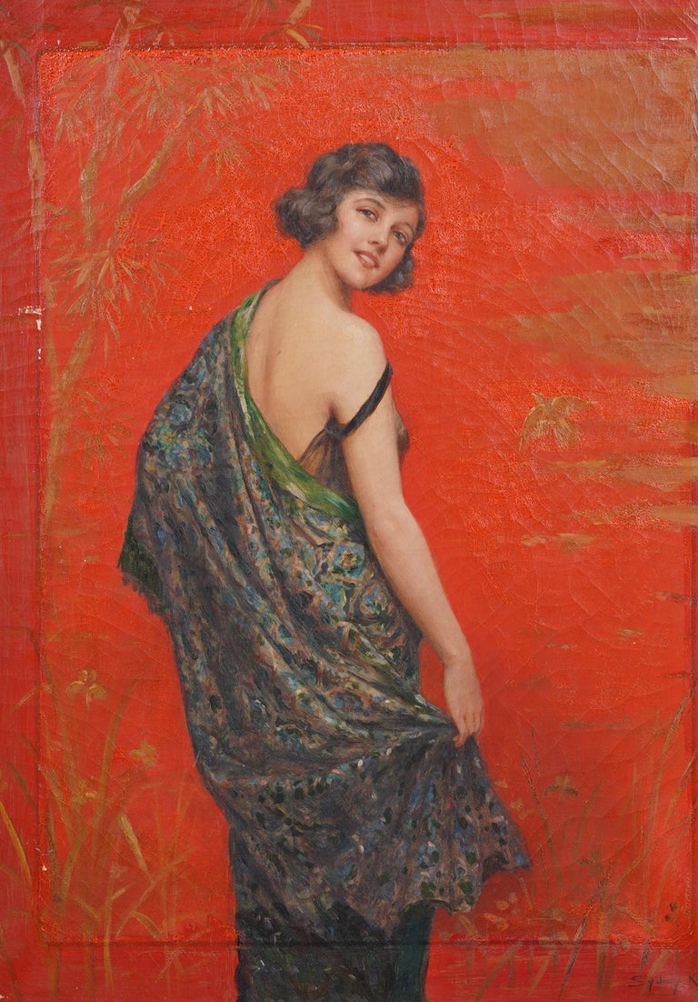 young nudism imagesize: Unknown - Stunning Art Deco Young Woman Portrait Framed Signed Rare  Original Oil Painting For Sale at 1stDibs