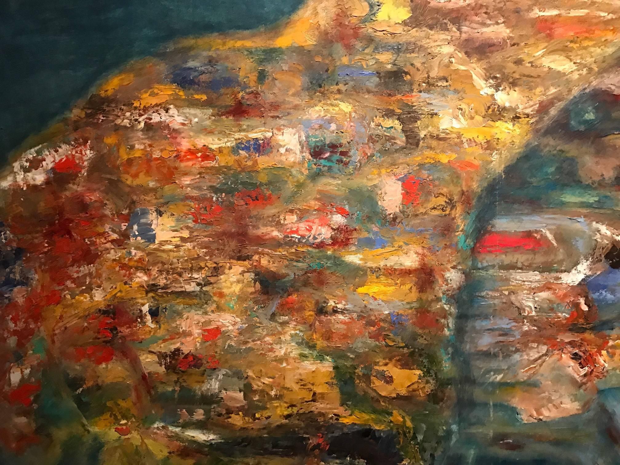 Atemberaubendes britisches abstraktes Ölgemälde des 20. Jahrhunderts – dickes Impasto in leuchtenden Farben (Abstrakter Expressionismus), Painting, von Unknown