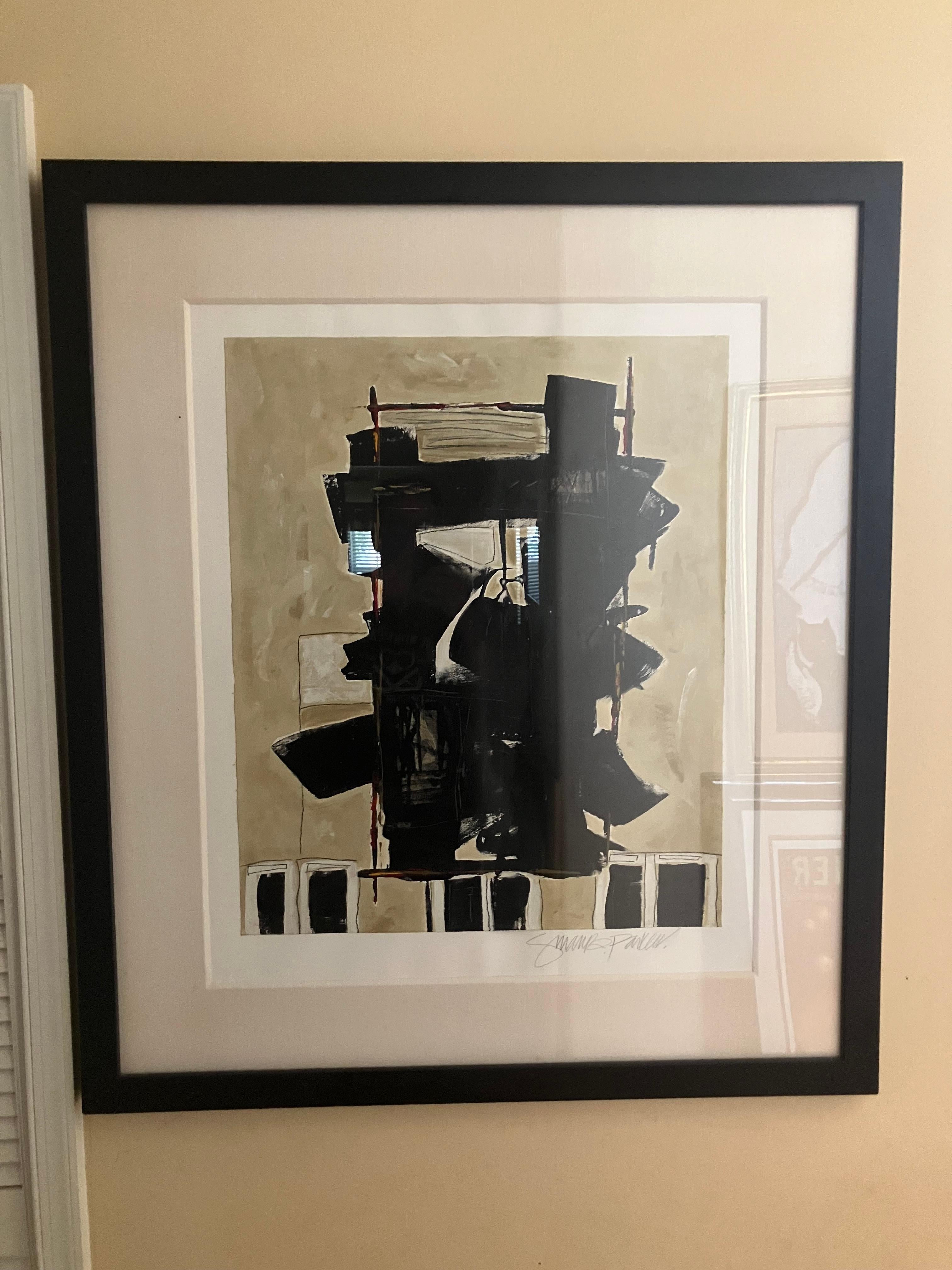 Lo stile di Motherwell - Abstract Painting Grigio di Unknown