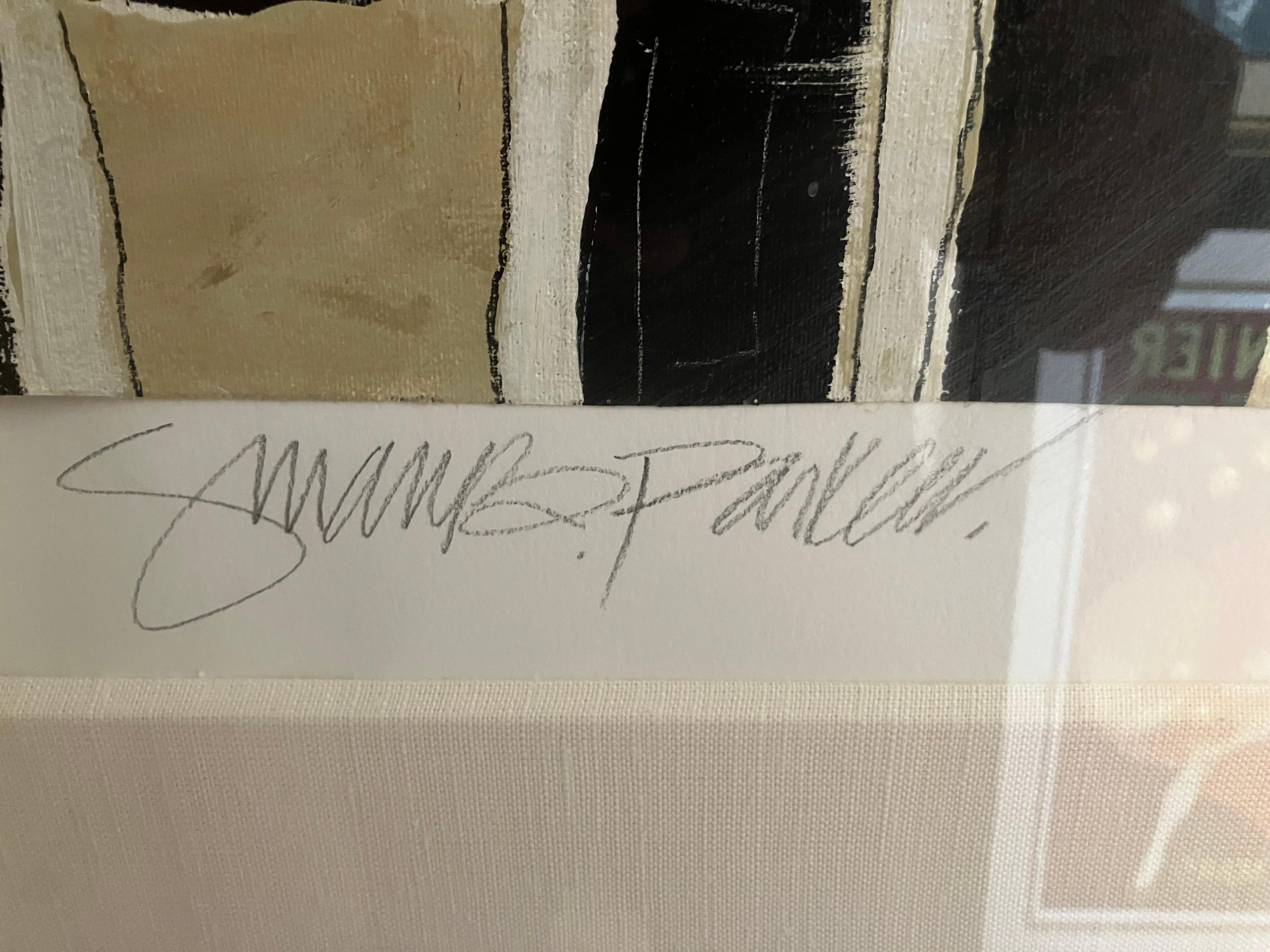 Un dipinto astratto molto potente e di grandi dimensioni realizzato da un artista di grande talento. È nello stile di Robert Motherwell o Franz. Kline. Il dipinto misura 25 pollici di altezza per 21 pollici di larghezza. La cornice misura 40 pollici