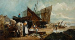 Style of William Shayer (1811-1892) - Large Late 19th Century Oil, Fisherfolk