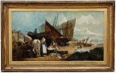 Style of William Shayer (1811-1892) - Large Late 19th Century Oil, Fisherfolk
