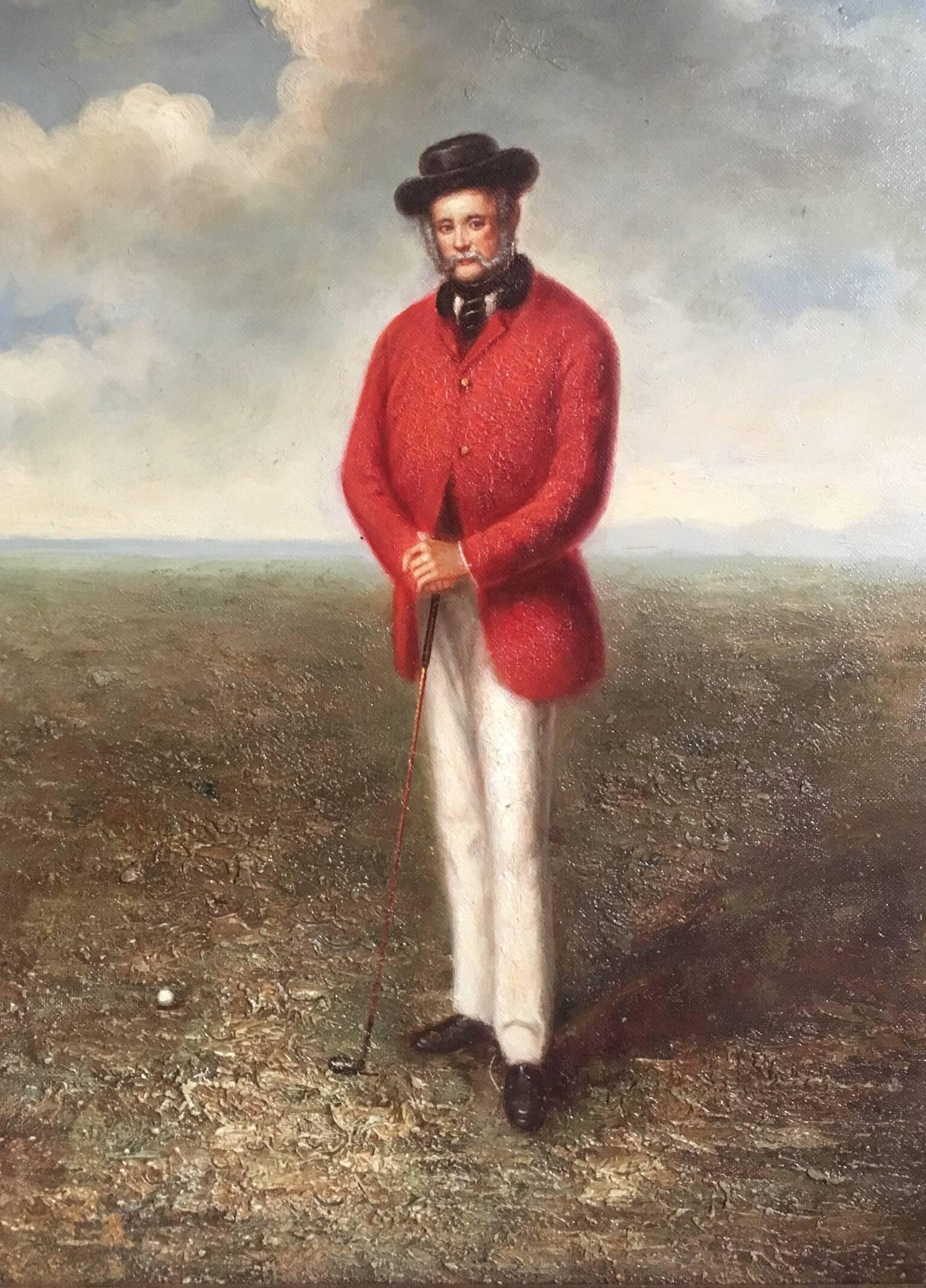 Unknown Portrait Painting - Stylish Golfing Portrait, Oil Painting 