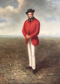 Stylish Golfing Portrait, Oil Painting 