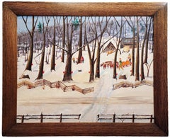 Sugar Bush, Ahornholzrup, Winterszene, amerikanische Volkskunst, naiv  Kunst