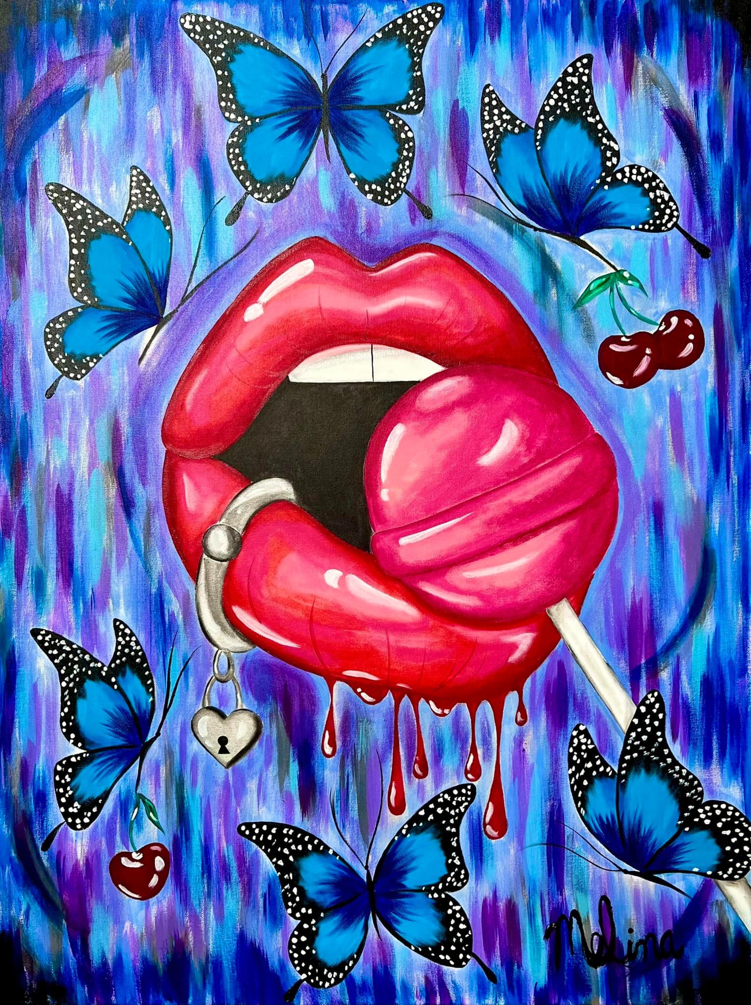Sugar Coated Kiss by Melina Sobi - Painting by Unknown