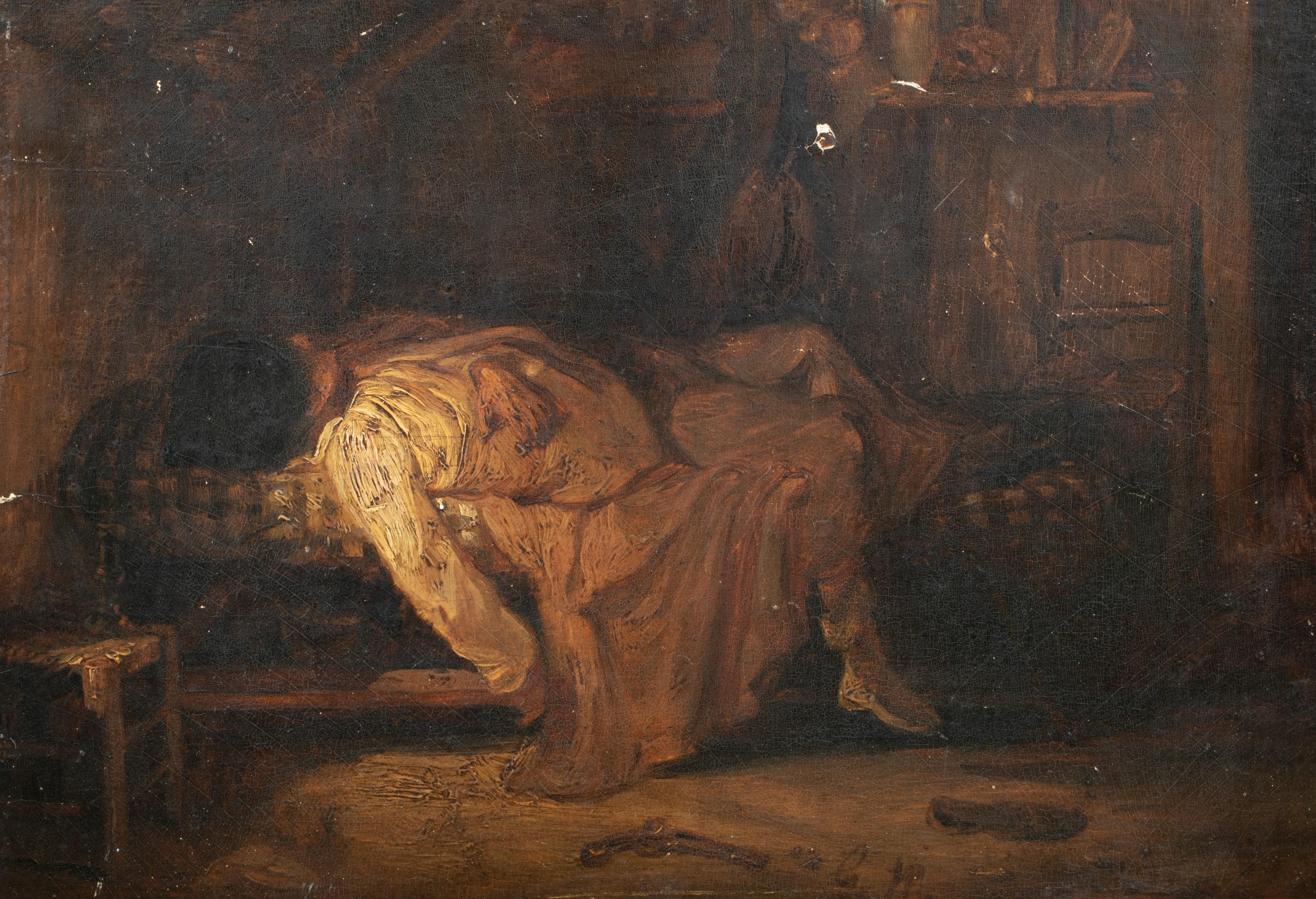 Unknown Portrait Painting - Suicide, 19th Century 